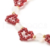Glass Seed & Natural Agate Beaded Bracelet with Brass Magnetic Clasp BJEW-JB07803-01-4
