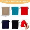  20Pcs 5 Colors Rectangle Velvet Packing Pouches TP-NB0001-55-3