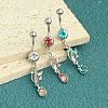 304 Stainless Steel Cubic Zirconia Teardrop Dangle Belly Rings WG60E11-02-4