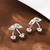 Cherry Brass Stud Earrings EJEW-F895-19P-1