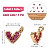 12Pcs 3 Colors Brass Micro Pave Cubic Zirconia Charms ZIRC-SZ0001-58-2