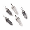 Natural Grey Quartz Pointed Pendants G-K329-63P-1