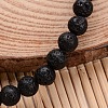 Natural Lava Rock Beaded Stretch Charm Bracelets BJEW-JB02095-03-3