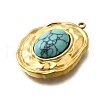 Oval 304 Stainless Steel Pendants STAS-H201-06G-2