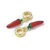Brass FireBrick Enamel Hot Pepper European Dangle Charms KK-K293-75G-2