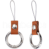Gorgecraft 2Pcs Leather and Zinc Alloy Mobile Phone Finger Rings AJEW-GF0010-08B-1
