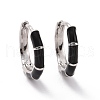 Black Enamel Bamboo Shape Hoop Earrings EJEW-C030-07P-1