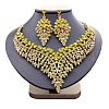 Leaf Zinc Alloy Rhinestone Pendant Necklaces & Stud Dangle Earrings Sets WGB182B-05-2