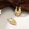 304 Stainless Steel Textured Leaf Hoop Earrings for Women DP2797-1-2