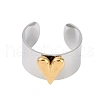 304 Stainless Steel Heart Open Cuff Rings RJEW-C095-04P-2