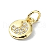 Moon Theme Brass Micro Pave Clear Cubic Zirconia Charms KK-H475-57G-09-2