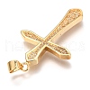 Brass Micro Pave Clear Cubic Zirconia Pendants ZIRC-O038-08G-3
