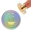 Brass Wax Seal Stamp with Handle AJEW-WH0184-0136-1