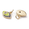 Brass Micro Pave Clear Cubic Zirconia Charms KK-C100-15G-B01-3