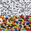100Pcs Cube with Letter Opaque Acrylic Beads DIY-YW0002-45-4