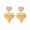 Heart Brass Shell Dangle Stud Earrings KK-D363-20G-2