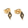 Enamel Rhombus with Star Stud Earrings with 316L Surgical Stainless Steel Pins EJEW-P204-02G-06-1