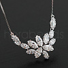 Flower Brass Cubic Zirconia Pendant Necklaces for Women FS-WG57113-01-2