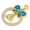 Christmas Theme Rack Plating Brass Micro Pave Cubic Zirconia Pendants KK-U032-14G-02-2