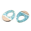 Transparent Resin & White Wood Pendants X-RESI-N039-49-2