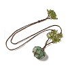 Natural Green Fluorite Braided Bead Pendant Necklacess NJEW-K258-05E-1