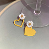 Daisy with Heart Alloy Dangle Stud Earrings FS-WG498A8-01-2