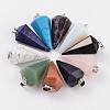 Cone Pendulum Platinum Tone Brass Natural & Synthetic Mixed Stone Pendants G-F267-05-1