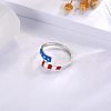 Independence Day American Flag Pattern Alloy Enamel Cuff Rings FS-WGD328B-01-4