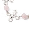 Alloy Natural Rose Quartz Link Bracelets for Women BJEW-JB11684-01-3