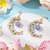 Glass Seed Beads Moon Dangle Stud Earrings EJEW-MZ00402-02-1