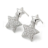 Star Rack Plating Brass Micro Pave Cubic Zirconia Dangle Stud Earrings EJEW-F331-25P-1