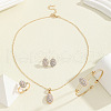 Bohemian Style Alloy & Crystal Rhinestone & Plastic Pearl Pendant Necklace & Stud Earring & Cuff Bangle & Ring Sets FS-WG7DE97-01-5