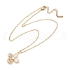 Brass Micro Pave Cubic Zirconia Plastic Imitation Shell Pendant Neckalces NJEW-C076-09G-4