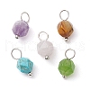 Faceted Natural Mixed Gemstone Star Cut Round Charms PALLOY-JF02723-01-1