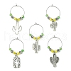 Tibetan Style Alloy Cactus Wine Glass Charms AJEW-JO00236-02-1