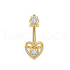 304 Stainless Steel Pave Clear Cubic Zirconia Curved Barbell Belly Rings FS-WG7A03F-06-1