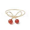 Round Natural Carnelian Finger Rings for Women RJEW-JR00857-01-4