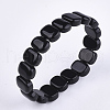Natural Dyed & Heated Black Agate Stretch Bracelets BJEW-S039-05B-3