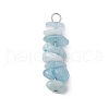 3Pcs Natural Aquamarine & Flower Amazonite & Synthetic Stone Chip Beaded Constellation Pendants PALLOY-JF03043-11-3