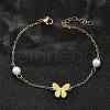 304 Stainless Steel Butterfly Link Bracelets BJEW-C098-01B-G-2