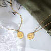 304 Stainless Steel Oval with Paw Print Pendant Necklaces for Women FS-WG54FDA-01-1
