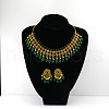 Oval Bohemian Style Alloy with Resin Tassel Pendant Necklace & Stud Earring Sets FS-WGB129C-04-1