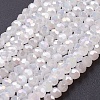 Faceted(32 Facets) Round Electroplate Imitation Jade Glass Beads Strands X-EGLA-D021-03-1