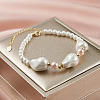 Mother's Day Jewellery Adjustable Shell Pearl Beaded Bracelets BJEW-L692-008G-2