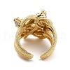 Clear Cubic Zirconia Snake Wrapped Cuff Ring for Women RJEW-C018-02G-3