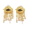 Alloy Rhinestone & Plastic Imitation Pearl Tassel Stud Earrings EJEW-A122-01G-3