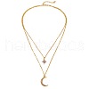 Double-Layer Alloy Crystal Rhinestone Moon Star Pendant Necklaces WG81F5F-01-2