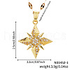 Elegant Hip-hop Style Brass Pave Clear Cubic Zirconia Star Pendant Necklaces for Daily Wear RL1797-1-3
