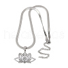 304 Stainless Steel Chakra Lotus Flower Hollow Pendant Necklaces NJEW-K283-29P-2