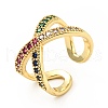 Cubic Zirconia Criss Cross Open Cuff Ring X-RJEW-E046-23G-01-4